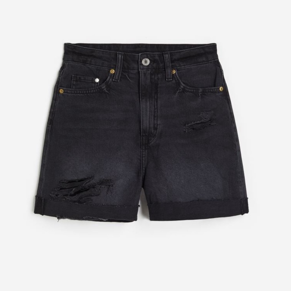 H&M Comfort Ultra High Black Denim Shorts Size 10/42
